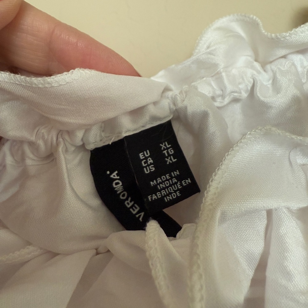 Vero Moda ASOS White Ruffle Crop Top Avant Garde Puff Sleeve XL - Picture 4 of 8